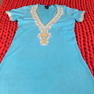 Short sleeve, deep v-neck dress